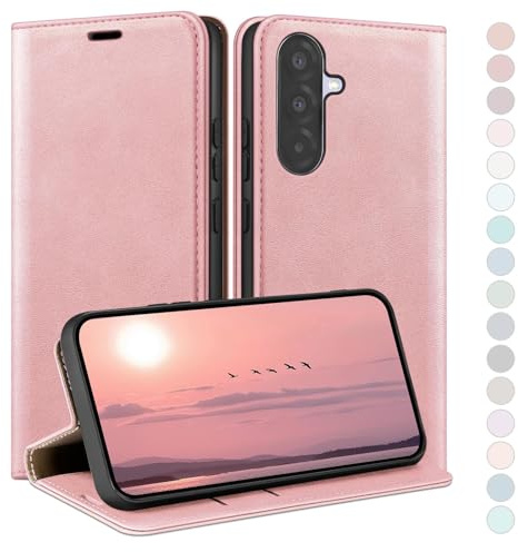HUOUH Coque pour Samsung Galaxy A36 avec RFID Blocage Etui à Rabat en Cuir de Premium,Fentes pour Cartes,Coques de Case,Cover à Rabat pour Samsung A36 Portefeuille Or Rose