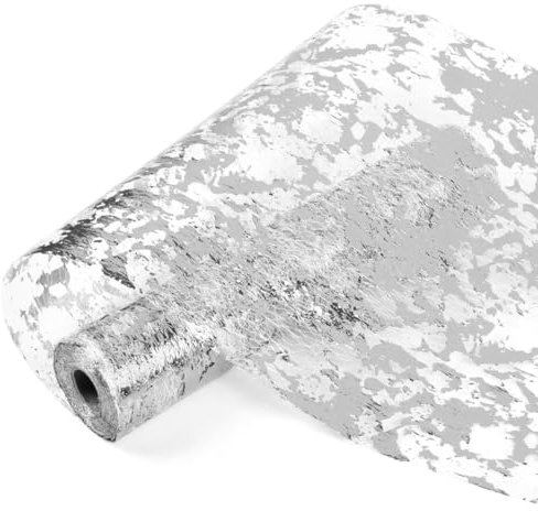 28cmx15m Tischläufer Silber Glitzer Rolle TIMESETL Glitzer Deko Tischdeko Party Tischband Geburtstag Netz Tischläufer Silberne Hochzeit Deko Sequined Table Runner