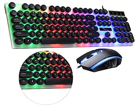 Gadpiparty Wired Backlit Usb Keyboard Mouse Combo for Computer Office Use Black Mechanical Feel Keyboard Wireless Compatible Typing Set