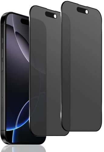 LiiLaa Matt Sichtschutz für iPhone 16 Pro Max mit fingerabdruck erkennung, 2 Stück Matte Anti Spy Privacy Displayfolie, Anti-Fingerabdruck Entspiegelte Sichtschutzfolie