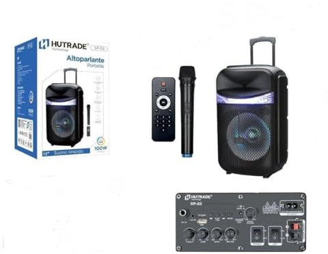 SP-02 100W 12 Inch Portable Bluetooth Speaker with Wireless Microphone, Trolley, Karaoke