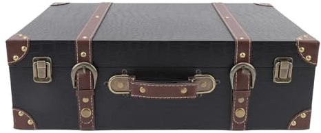 NOENNULL Hölzerner Vintage -Koffer, Altmodischer Reisekoffer, Dekorativer Stil, Retro -Lagerung, Dekoration von Vintage -Gepäck, Geburtstagskoffer, Hochzeit, Fotografiezubehör (Black)