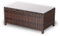 Rattan Park Mesa Baja de Exterior de ratán Tejido a Mano - Mesa Auxiliar Larga de PE Resistente para terraza, jardín o balcón (90x50x38 cm) con Cristal Templado - Marrón