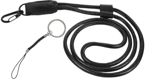 Veemoon Verstellbares Schwarzes PU Leder Lanyard für Schlüssel und Ausweise Schlüsselband für Büro Schule und Reisen