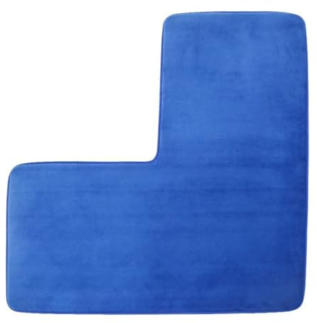 ZVD Tappeti Bagno,Tappeto Bagno Antiscivolo,Tappetino Da Bagno A Forma Di L,Tappetino Angolare Per Doccia, In Morbido Pile Di Corallo, Antiscivolo,Lavabile,Tappeto Bagno Assorbente (Blu)