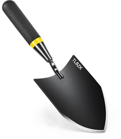 TLBZK Pala da giardino ad alte prestazioni – Pala da giardino in acciaio al carbonio con manico gommato, ideale per piantare, scavare e trapiantare