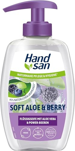 Handsan Flüssigseife Soft Aloe & Berry | 300 ml | Spender | vegane Seife | Aloe vera & Power-Beeren (Packung mit 5)
