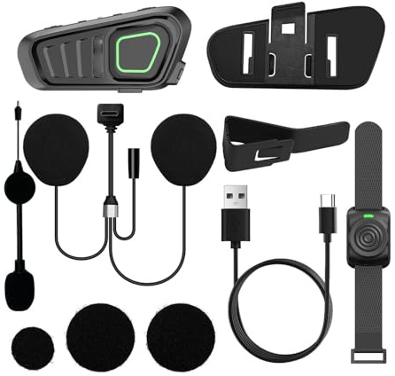 Jectse Intercom Moto, Casque Bluetooth avec Portée de 10 Km, étanche IP67, et Bouton Push-to-Talk sans Fil, pour la Communication Radio Moto et Les Trajets en Groupe.