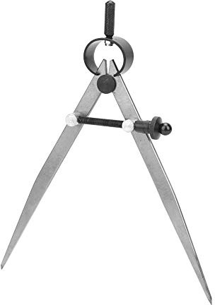 CHEOTIME Séparateur d'aile à ressort, boussole en cuir à aile en acier, pied à coulisse en métal avec jambe trempée, outil de boussole pour le travail du bois, le travail des (150mm)