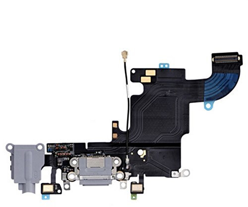 Connettore Dock Caricamento di Ricambio per iPhone 6s (Grigio) con Tramite Porta USB Cavo Flex Microfono Audio Jack Antenna e Tasto Home