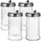 Tebery 4 Pack Stainless Steel Flip Cap Glass Sugar Dispenser/Pourer/Shaker 360ml