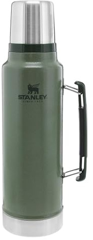 Stanley Botella clásica de boca ancha aislada al vacío, termo de acero inoxidable 18/8 sin BPA, para bebidas frías y calientes, mantiene el líquido caliente o frío hasta 24 horas