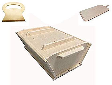 Euroshoppingonline Kit Set pizze Madia Maddia maidda siciliana in Legno lamellare Personalizzabile per Impasto Manuale Pizza napoletana Contenitore Cassetta