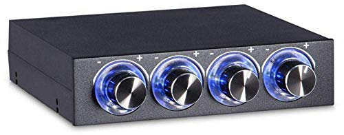 Controlador de velocidad del ventilador para PC, controlador de velocidad y temperatura del ventilador de computadora de 4 canales con LED azul para reducción de calor para ventilador de computadora