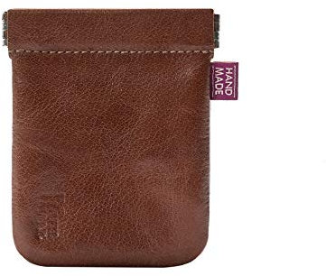 Schnappverschluss Snaptop Geldbörse - DER FLACHMANN - Herren Geldbeutel mit Klippverschluss - Feinstes Leder Braun - Handmade - RFID Schutz