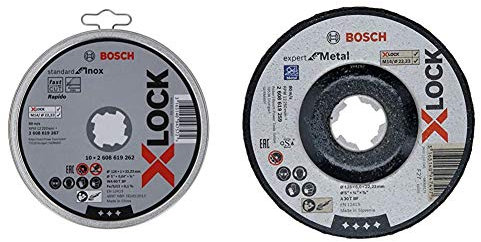 Bosch X-Lock Trennscheibe Standard for Inox, W A 60 T BF, Ø 125 mm, gerade+gekröpfte Schruppscheibe Expert (für Metall, X-LOCK, Ø125 mm, BohrungsØ: 22,23 mm, Dicke:6 mm)