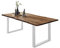 SAM Esszimmertisch 160x85 cm ULM, Baumkantentisch naturfarben, Akazienholz massiv, U-Gestell aus Metall weiß