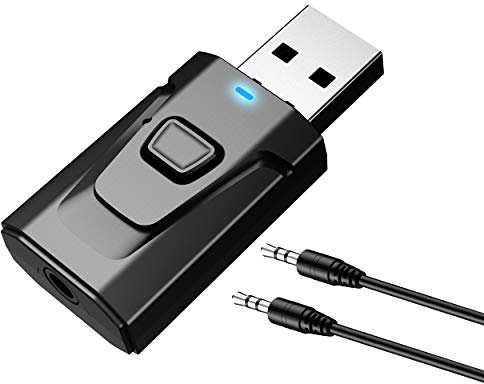 PNGKNYOCN USB Bluetooth 5.0 con adattatore ricevitore trasmettitore audio wireless AUX 4-in-1 da 3,5 mm per TV/sistema audio domestico