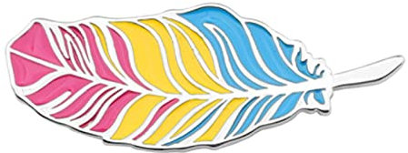 Pan Pride Feder, Emaille, LGBT Pansexueller Schmuck, Geschenk für Männer oder Frauen, Large,