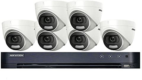 6xCameras 5MP IP67 ColorVu 8CH DVR CCTV Kit - 6DS-2CE72HFT-F28-IDS-7208HUHI-K1/4S(B) (4TB HDD)
