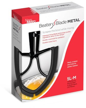 New Metro Design Lame de batteur en métal compatible avec KitchenAid 5 L Noir