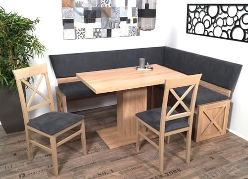 MSZ Design Eckbank Eckbankgruppe Essgruppe MADRANO 185 x 155 cm Sonoma Eiche