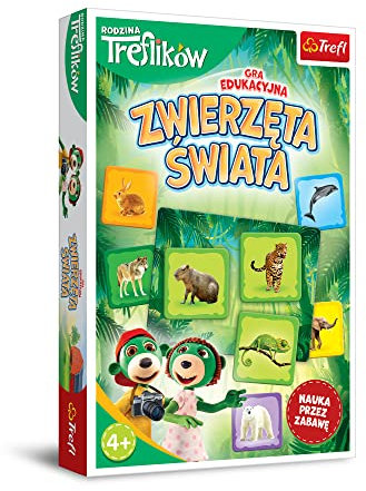 Trefl - Tiere der Welt - Lernspiel, Lernen Sie die Tiere und Orte ihres Vertretens, Lernen Durch Spielen, Spiel mit den Helden der Familie Treflik, für Kinder ab 4 Jahren