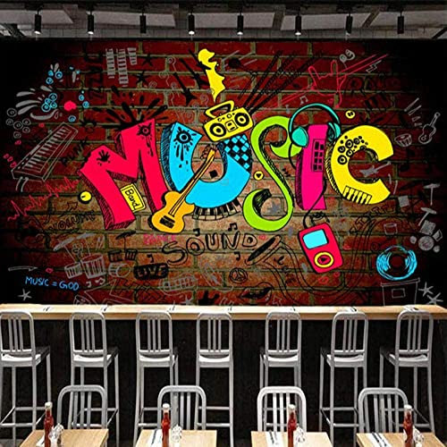 Wallpaper Bedroom Kids Boys 3D Wallpaper Mural Colorful Cartoon Music Symbols Self-Adhesive Kids Teens Room 3D Poster Photo Wall Decoration Themed Room Playroom 137 W X 100 L