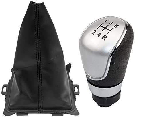 Schaltknauf Für Ford Für Fiesta 2008 2009 2010 2011 2012 Auto Styling Zubehör 5/6 Gang Schaltknauf Gamasche Kofferraumabdeckung Fall Kragen (Color : 5 Speed Silver)