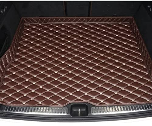 Auto Leder Kofferraummatten für Volvo V60 2. Gen Estate 2018-2022, wasserdichte rutschfest Kofferraummatte Kofferraumwanne Kofferraum Schutzmatten Zubehör,G/Coffee