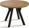 WFL GROUP Designer Runder Ausziehbarer Esstisch - Loft-Stil, Industriell, Platzsparend - Schwarze Beine - 100 bis 200 cm - für 5-10 Personen - Hergestellt in EU - Lancelot Eiche - 200 cm