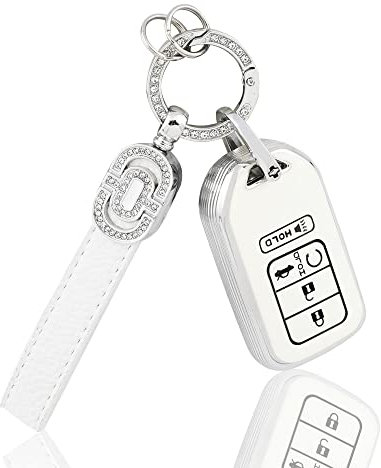 CARFIB Schlüsselanhänger für Honda, niedlicher Schlüsselanhänger, 5 Tasten, kompatibel mit Honda Accord Civic CRV Pilot Passport Insight, Autoschlüsselhülle, TPU, Weiß