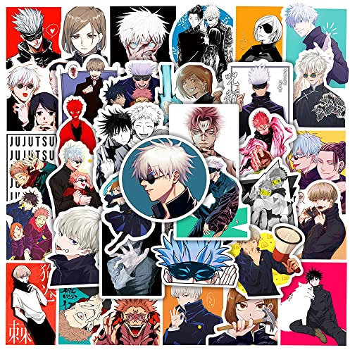 Yangsiw Jujutsu Kaisen Stickers for Laptop, Cars, Phone, Water Bottle, Skateboard, Suitcase, Guitar, Pad, Cute Anime Vinyl Stickers, Waterproof, Scrapbook Stickers 50pcs …