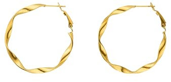 PURELEI® Ke Kai Ohrringe (Gold), Wasserfeste Ohrringe für Damen, Gedrehte Creolen aus Edelstahl, Geschenk für Frauen, 42mm Durchmesser