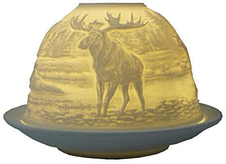 Dome Light Teelicht Elche Elch Windlicht Porzellan Teelichthalter ca. Ø 12 cm Höhe 8,5 cm