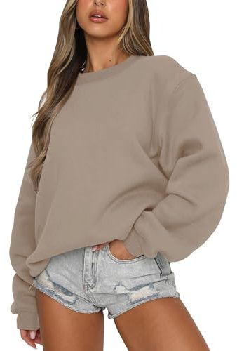 Eniloyal Sweatshirt Damen Pullover ohne Kapuze Langarmshirt Pulli Fleecepullover Baumwolle Sweater Rundhalsausschnitt Herbst Winter