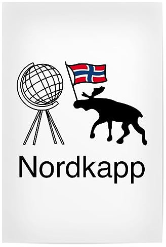 artboxONE Poster 30x20 cm Natur Nordkapp Globus Flagge Elch hochwertiger Design Kunstdruck - Bild nordkap elch fjorde