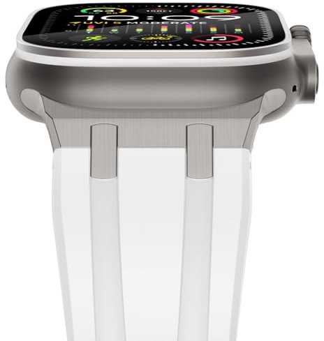 NewWays Compatibile con Apple Watch Cinturino 38 mm 40 mm 41 mm 42 mm (serie 10), morbido silicone sportivo per iWatch Series 10 9 8 7 6 SE 5 4 3 2 1 uomo donna bianco titanio