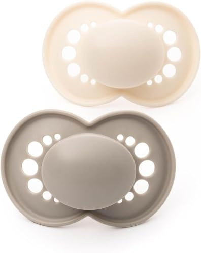 MAM Original Dummies, 6-18M, 2 Pack, Orthodontic Design, Cream/Grey