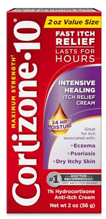 Cortizone-10 Maximum Strength Intensive Healing Itch Relief Cream, 1% Hydrocortisone, Fast-Acting, Anti-Itch Cream for Bug Bites, Rash, Eczema, Psoriasis, Poison Ivy, Oak, Sumac & More, 2 oz