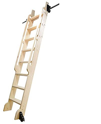 Robuste rollende Bibliotheksleiter, Schiebeleiterschienen-Set, robuste Gleitschienen | Rollleitern für Bücherregal- oder Lager-Schienenrollensystem, für Loft-Haus (ohne Leiter) (Größe: 10 Fuß/300 cm T