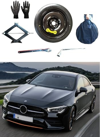 D'ANGELO 1988 Ersatzrad-Set, 43,2 cm (17 Zoll), kompatibel mit Mercedes CLA mit Wagenheber, Schlüssel, Handschuhe und Tasche