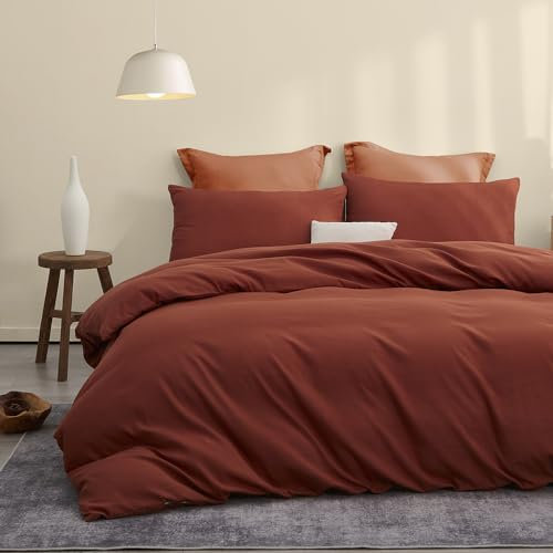 Boqingzhu Bettwäsche 135x200cm 4Teilig Karamell Braun Uni Weich Angenehm Microfaser Bettwäsche Set 2 Bettbezüge und 2 Kissenbezüge 80x80 cm mit Reißverschluss
