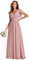 Ever-Pretty Robe de Soirée Dos Nu pour Femme Manches Volantées Mousseline Col V Plissé Robe de Demoiselle d'honneur Longue Élégante Rose Poussiéreuse 54