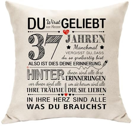 Hasodeo Geschenke für 37. Geburtstag Frauen Männer Wertschätzung Geburtstag Kissenbezug Dekoration für 37. Ehefrau Ehemann Mutter Vater Tante Schwester Bruder Freund Kollege Lehrer Geschenke (37.)