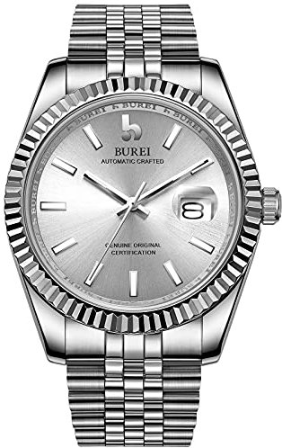 BUREI Automatische Mechanische Uhr Herren Luxus Business Wasserdicht Edelstahl Herrenuhr