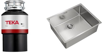 Teka TR 550 - Triturador de Fregadero, de Acero Inoxidable, Triturador de Basura y Alimentos & Be Linea RS15 50.40 - Fregadero Bajo Encimera, 1 Seno, Fregadero 60cm, Profundidad de 20 cm