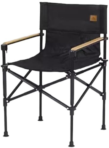 XETDN Regiestuhl mit Rückenlehne, tragbar, zusammenklappbar, leichte Picknickstühle, Aluminiumrahmen mit Armlehnen und Stuhltasche (schwarz)