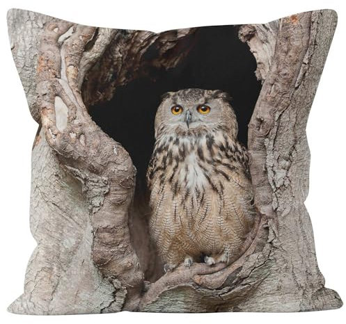 Ethereval Leinen Kissenbezüge Zierkissen Kissenhülle Dekokissen 1Pcs, Eule Kissenbezüge Kord Kissenhülle Leinen Premiumtouch-Kissenbezüge 45x45cm