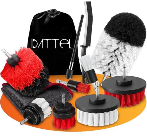Lot de 12 brosses pour visseuse sans fil [Brosses souples et dures] Brosse de nettoyage sans fil pour jantes de moto, voiture, brosse de rembourrage de voiture, kit de brosse